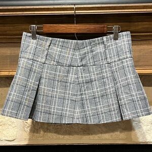 Y2K Gray Plaid Pleated Micro Mini Skirt XS Academia Grunge